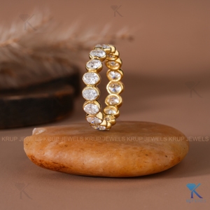 Oval Lab Grown Diamond Full Bezel <b>Set</b> Eternity Band 14K Solid <b>Gold</b> Anniversary Stacking Wedding <b>Ring</b> For Women Bridal Fine Jewel - Product Image 1