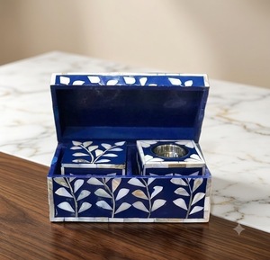 Caja Quemador de Incienso Ecológica de Sándalo con Incrustaciones de Madreperla, Quemador de Bakhoor, Bandeja Decorativa de Aromaterapia para Decoración del Hogar, Ramadán - Product Image 1