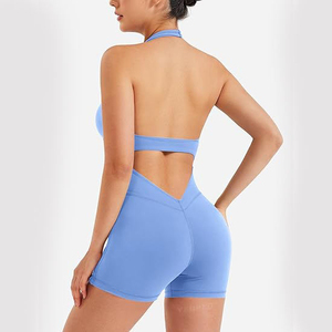 Summer Knitted Spandex/Polyester Gym <b>Jumpsuit</b> Fitness Wear Breathable Quick Dry Regular Fit Women's Athletic Apparel OEM Custom - Product Image 2