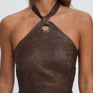 เสื้อสายเดี่ยวหนังแท้สำหรับผู้หญิง, เสื้อสายเดี่ยวหนังยกทรงสไตล์สตรีท - Product Image 4