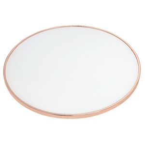 Tavolino da Caffè Rotondo con Piano in Vetro Smerigliato Bianco e Finitura Oro Rosa - Product Image 5