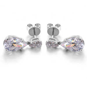 Elegantes Pendientes con Dos Diamantes en Forma de Pera, Cultivados en Laboratorio, Certificados por IGI, Color D E F, Claridad VVS VS, Oro, Oro Rosa, Oro Blanco, Plata - Product Image 5
