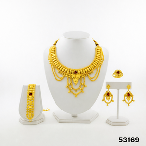 Juego de Joyería de Moda de Cobre Clásico de Dubái con Oro de 24K para Aniversario de Bodas, Incluye Collar, Pendientes y Peinetas con Diamantes Vintage - Product Image 6