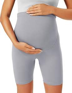 Pantalones cortos de maternidad para embarazo, de cintura alta, que cubren la barriga, para mujer embarazada, tipo ciclista, sin costuras - Product Image 5