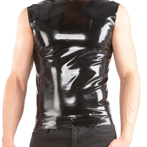 T-shirt sans manches pour homme, noir brillant, coupe ajustée, col rond, couleur unie, style gothique, vêtements décontractés - Product Image 6