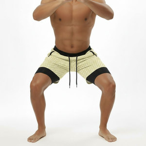 Shorts de bain pour hommes à sublimation 2-en-1, imprimé texturé, pour la plage et l'entraînement, avec poche zippée et doublure de compression - Product Image 5