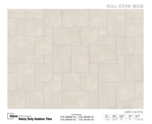 กระเบื้องเทอร์ราซโซ่ Porcelianato Soul Stone สีเบจ ขนาด 20 มม. สำหรับปูพื้นภายในและภายนอกอาคาร ทนทาน ใช้เป็นเคาน์เตอร์เทอร์ราซโซ่ได้ ราคาประหยัด ขนาด 600x600 มม. - Product Image 4