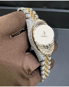 Moissanite Diamond <b>Watch</b> Alloy <b>Case</b> Stainless Steel Band Sapphire Crystal Quartz Movement VVS Clarity Luxury Fashion Hip Hop - Product Image 4