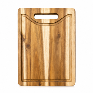 Durable Thick Acacia Wood Cutting Board with Deep Juice Groove Grip Hole Natural Wood Color OEM Vietnam Factory - Product Image 1