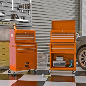 High Capacity 8-Drawer Rolling Tool <b>Chest</b> with Wheels ORANGE-Convenient Tool <b>Storage</b> Cabinet - Product Image 3