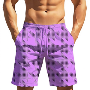 Men's Green Double <b>Layer</b> <b>Mid</b> Waist Polyester/Cotton Board Shorts Drawstring Pockets Quick Dry Breathable Sublimation Print - Product Image 2