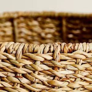 Natural/customized Color Eco-Friendly Clothing <b>Storage</b> <b>Baskets</b> Round/Rectangle/Square Flexible <b>Seagrass</b> water hyacinth <b>basket</b> - Product Image 2