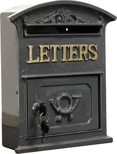 Buzón de Pared Vintage de Hierro Negro Resistente al Óxido e Impermeable, con Letras Doradas, Cerradura con Llave, Apertura Frontal, Capacidad de 10-25 Litros, Decorativo - Product Image 3