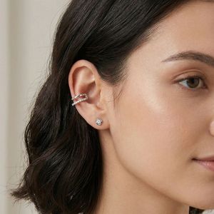 Fashion Unisex Jewelry Custom Fine Gold Plated Stainless Steel Classic Zircon Stud Non Pierced Ear <b>Cuff</b> <b>Earrings</b> - Product Image 6