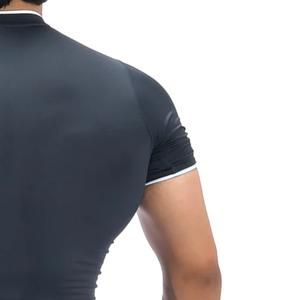Men’s Athletic Compression Navy/<b>White</b> Shirt Breathable Quick Dry Stretch Short Sleeve Workout Gym Training Sports Top - Product Image 6