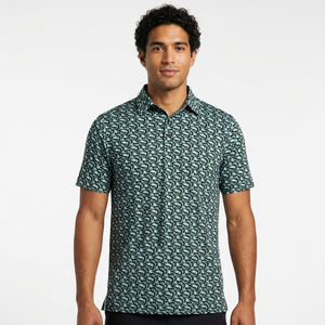 Polo à manches courtes pour homme à motif géométrique, respirant, en polyester tissé, style décontracté - Product Image 6