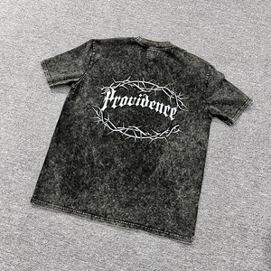 Custom Cotton Vintage Faded <b>Screen</b> Print T-shirt Acid <b>Wash</b> Crew Neck T Shirts Short Sleeve Printed Pattern T-shirt - Product Image 1
