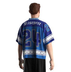 เสื้อแฟนคลับสีน้ำเงินสำหรับผู้ชาย หมายเลข 24 คอวี แขนสั้น ผ้าตาข่ายระบายอากาศได้ดี ทรงปกติ ชุดกีฬาสำหรับผู้ใหญ่ - Product Image 4
