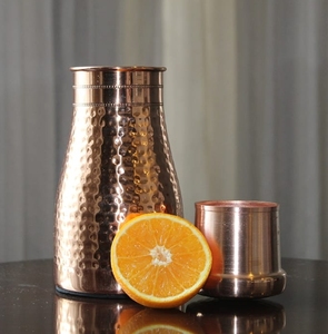 Handcrafted Copper Water Bottle Lid Hammered Finish Luxury Design Stackable Moisture-Proof Light <b>Weight</b> Business Food <b>Storage</b> - Product Image 2