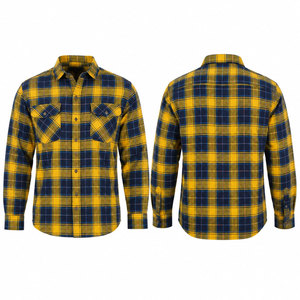 Chemise en flanelle de polyester pour hommes, manches longues, à carreaux, décontractée, boutonnée, pour le travail en extérieur, coupe-vent, hiver, vente en gros, logo personnalisé OEM, en vrac - Product Image 1