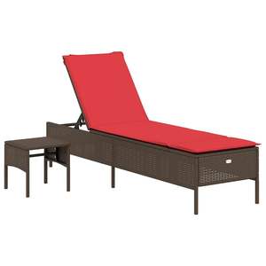 Chaise longue de patio en rotin PE marron 78 x 21,7 x 38,2 pouces - Product Image 2