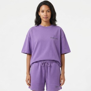 Wholesale Multiple Color Street Wear Cotton <b>Twin</b> <b>Set</b> For Casual Wear Shoulder Design Women Cotton T Shirt And Shorts <b>Set</b> - Product Image 4