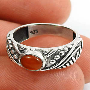 Nuevo anillo de diseño moderno con piedra de cornalina y baño de oro vermeil en plata de ley 925, joyería bohemia hecha a mano al por mayor. - Product Image 3