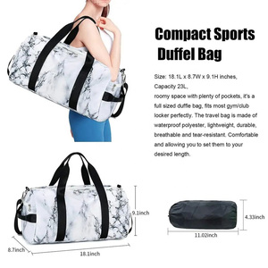 Sac de sport unisexe imperméable à motif marbré avec boucle métallique et fermeture éclair SBS, sac de voyage et de sport, personnalisable OEM, vente en gros - Product Image 5