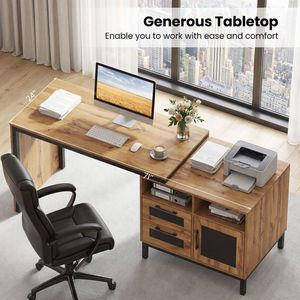 Scrivania per Computer da 71 Pollici con Scomparti Aperti e Cassetti per Uso Domestico, Ufficio, Gaming e Scuola - Product Image 6