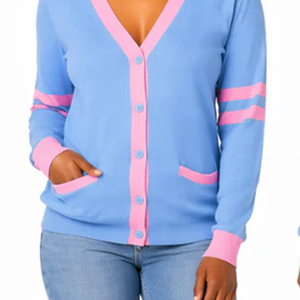 Women Casual Winter Sorority Cardigan <b>Wool</b>/Cashmere V-neck Knitted Front Button College Fraternity Style Fashion Knit Sweater - Product Image 2