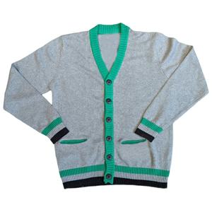 Cárdigan Universitario Unisex con Logo Bordado Personalizado Cuello en V Manga Larga Suéter Botón Patrón Decoración Bolsillos - Product Image 1