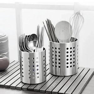 Stainless Steel Utensil Holder Perforated <b>Kitchen</b> Countertop Chopstick Holder Spoon and Fork Cutlery Organizer Caddy Non-Rusting - Product Image 1
