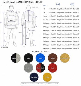 Blue Quilted <b>Jacket</b> With Chainmail Sleeves Stand Collar <b>Long</b> Thick Padded <b>Men's</b> Medieval Gambeson Full Sleeve Coat Padded Armor - Product Image 6