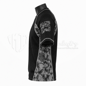 เสื้อฟุตบอลแบบกำหนดเองสำหรับผู้ชาย แขนสั้น สีดำลายพราง ผ้าตาข่าย โพลีเอสเตอร์ 100% ระบายเหงื่อได้ดี คอกลม ทรงสปอร์ต - Product Image 5