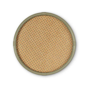 Bandeja redonda de mimbre verde salvia con marco de doble borde, hecha a mano, para decoración de mesa. - Product Image 2
