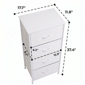 Modern <b>White</b> Chest of <b>Drawers</b> with Metal Frame and Wood Top Fabric Storage Organizer for <b>Bedroom</b> - Product Image 2