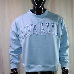 Sudadera LIVE A LIL con cuello simulado, 450 GSM, bordado con nombre personalizado, corte holgado, 100% algodón, felpa francesa - Product Image 1
