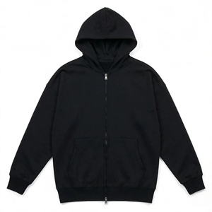 Sweat-shirt à capuche zippé pour homme en molleton bouclette 400 g/m², double fermeture éclair, coupe ample, streetwear hiver, OEM - Product Image 4