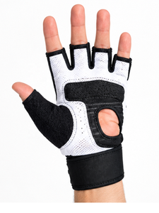 SI Men's Breathable <b>Fingerless</b> Gym <b>Gloves</b> White <b>Black</b> Athletic Fit Workout Training Sports Gear - Product Image 4