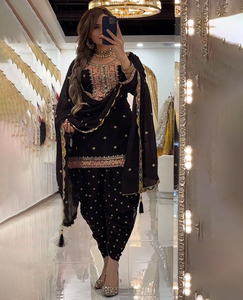 Traje Tradicional Indio para Mujer, Ecológico, Estilo Ramzan, Salwar Kameez, Traje Pakistaní, Pantalón Estilo Dhoti, Listo para Usar - Product Image 1