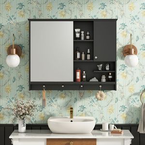 Armadietto da Bagno a Parete da 36 Pollici con Anta a Specchio Regolabile, Armadietto Portamedicinali - Product Image 3