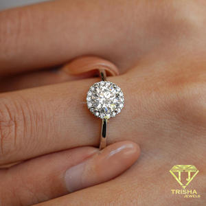 Anillo de compromiso de moissanita de corte redondo, anillo nupcial floral de plata de ley, joyería de boda clásica y elegante, regalo de lujo para mujer - Product Image 3