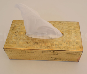Boîte à mouchoirs en métal artisanale avec un design antique, travail complexe, finition dorée polie pour un accent unique et charmant - Product Image 1