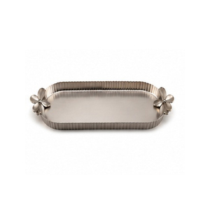 Floral Handle Serving <b>Tray</b> Polished Metal Finish Residential Use - Product Image 1