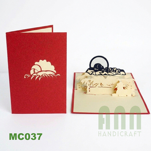 ANN HANDICRAFT MC037 Custom 4 Color Laser Cut Pop-up 3D Paper <b>Matte</b> <b>Varnishing</b> Eco-Friendly Christmas Jesus Greeting - Product Image 2