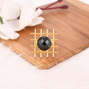 Black Onyx <b>Ring</b> Handmade <b>Adjustable</b> Stylish Brass Jewelry for Women - Product Image 4