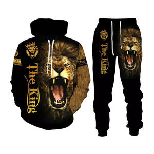 Conjunto Deportivo para Hombre, Chándal Deportivo para Hombre, Poliéster y Algodón, Sublimación, Estampado de León, Chándales para Hombre, Cómodos - Product Image 3