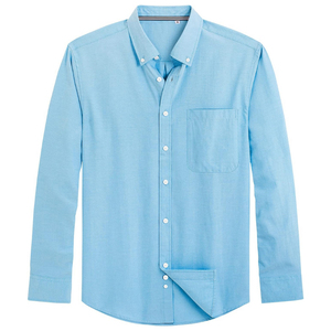 Chemise décontractée bleu ciel pour homme, la plus vendue en 2026, à manches longues, col boutonné, coupe classique, en coton, pour affaires, vente en gros - Product Image 1
