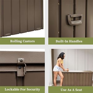 100 Gallon Outdoor <b>Waterproof</b> Deck <b>Box</b> Large Patio <b>Storage</b> Bin for Cushions Throw Pillows Garden Tools Lock Shed <b>Storage</b> Product - Product Image 4