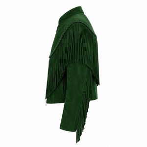 Hot Selling Custom Men's <b>Suede</b> <b>Fringe</b> <b>Jacket</b> Western Cowboy Biker Coat Tassel Outerwear Vintage Style Zip Front Wholesale - Product Image 3